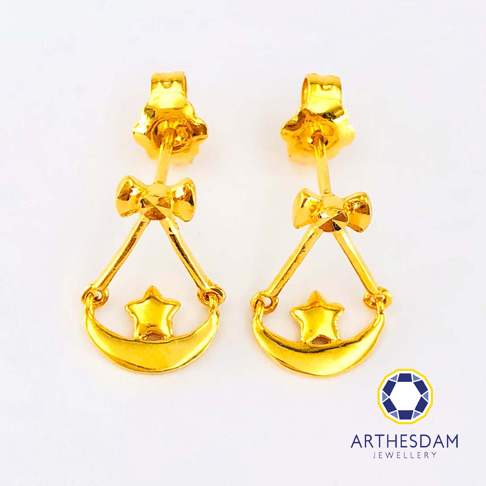 Arthesdam Jewellery 916 Gold Star and Moon Earrings