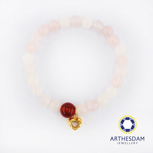 Arthesdam Jewellery 916 Gold Solo Heart Rose Quartz Beaded Bracelet