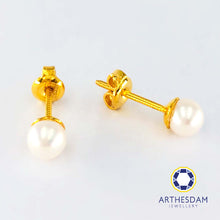 Load image into Gallery viewer, Arthesdam Jewellery 916 Gold Dainty Pearl Earrings
