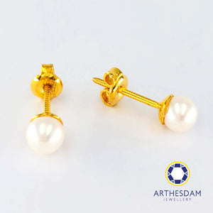 Arthesdam Jewellery 916 Gold Dainty Pearl Earrings
