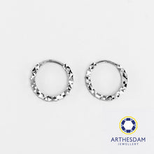 Load image into Gallery viewer, Arthesdam Jewellery 18K White Gold Sparkles Petite Hoop Earrings
