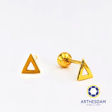 Load image into Gallery viewer, Arthesdam Jewellery 916 Gold Triangle Earrings (Ball backing)
