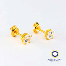 Load image into Gallery viewer, Arthesdam Jewellery 916 Gold Starry Solitaire Earrings
