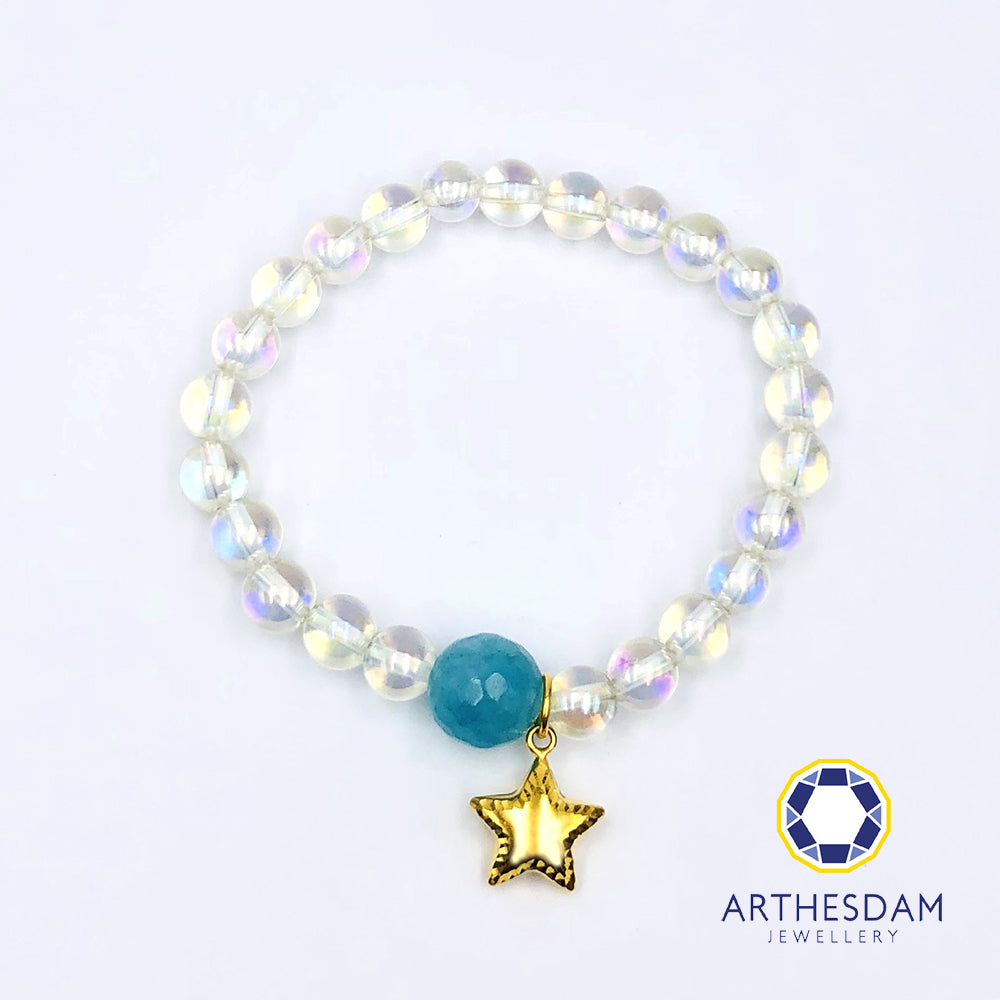 Arthesdam Jewellery 916 Gold Solo Star Opalite Beaded Bracelet