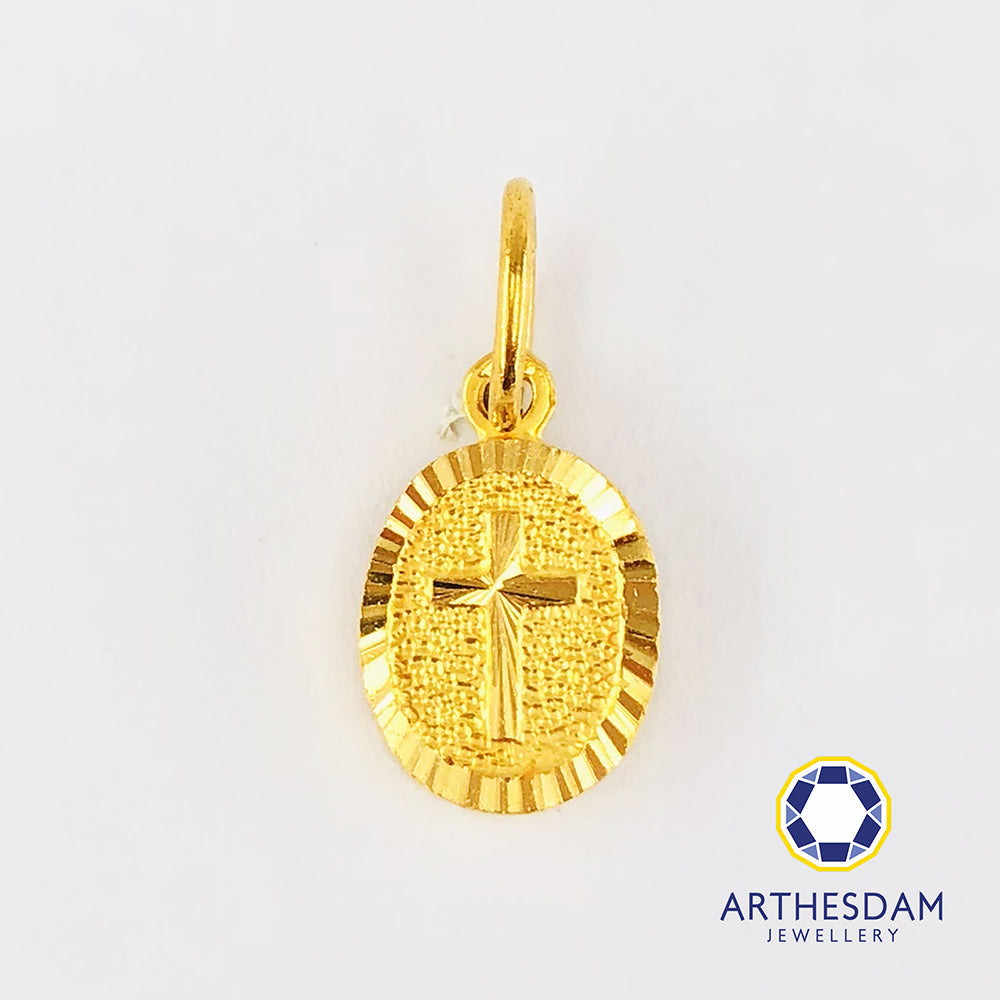 Arthesdam Jewellery 916 Gold Blessings Oval Cross Pendant