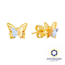 Load image into Gallery viewer, Arthesdam Jewellery 916 Gold Two-toned Butterfly Earrings
