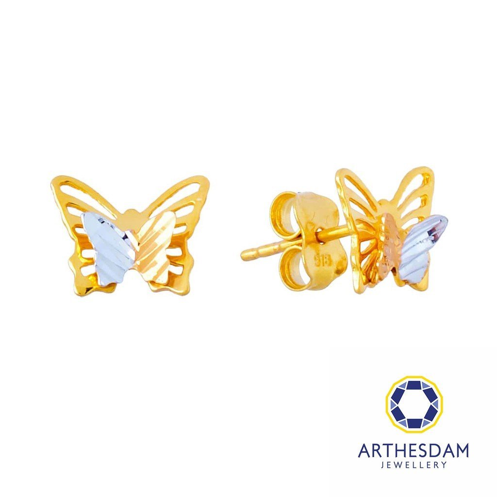 Arthesdam Jewellery 916 Gold Two-toned Butterfly Earrings