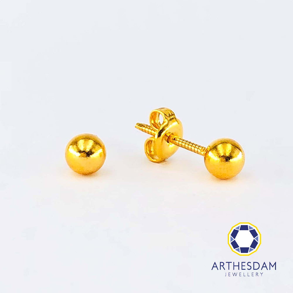 Arthesdam Jewellery 916 Gold Modern Ball Earrings