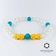 Arthesdam Jewellery 999 Gold Double Pixiu Opalite Beaded Bracelet