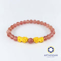 Arthesdam Jewellery 999 Gold Double Pixiu Strawberry Quartz Beaded Bracelet