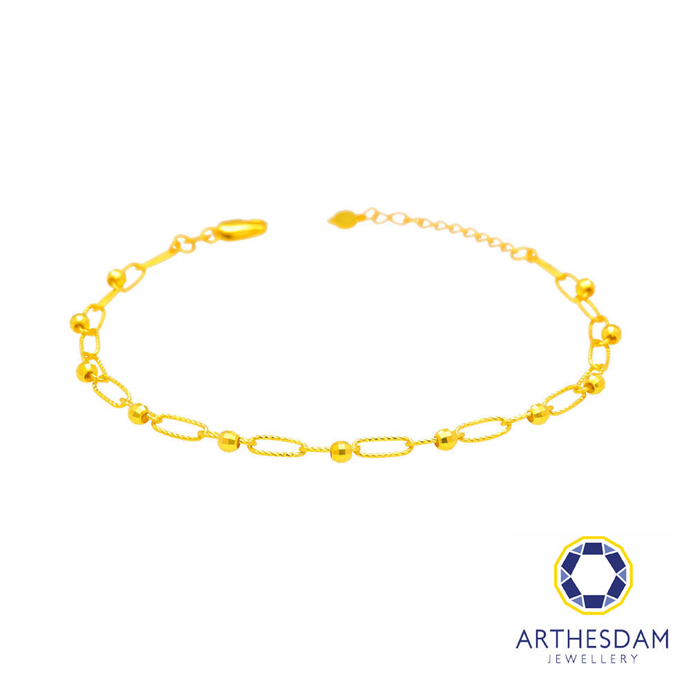 Arthesdam Jewellery 916 Gold Fancy Paper Clip With Ball Bracelet