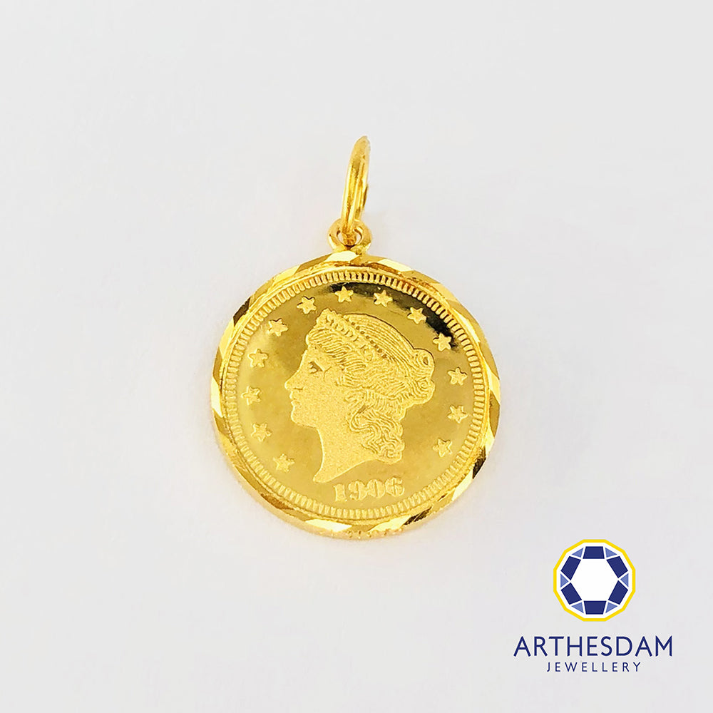 Arthesdam Jewellery 916 Gold Noble Queen Coin Pendant