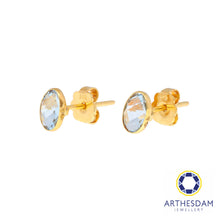 Load image into Gallery viewer, Arthesdam Jewellery 18K Yellow Gold Eva Earrings (Blue Topaz)
