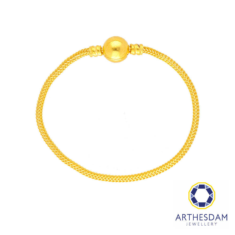Arthesdam Jewellery 916 Gold Plain Ball Lock Charm Bracelet