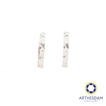 Load image into Gallery viewer, Arthesdam Jewellery 14K White Gold Sparkles Petite Hoop Earrings
