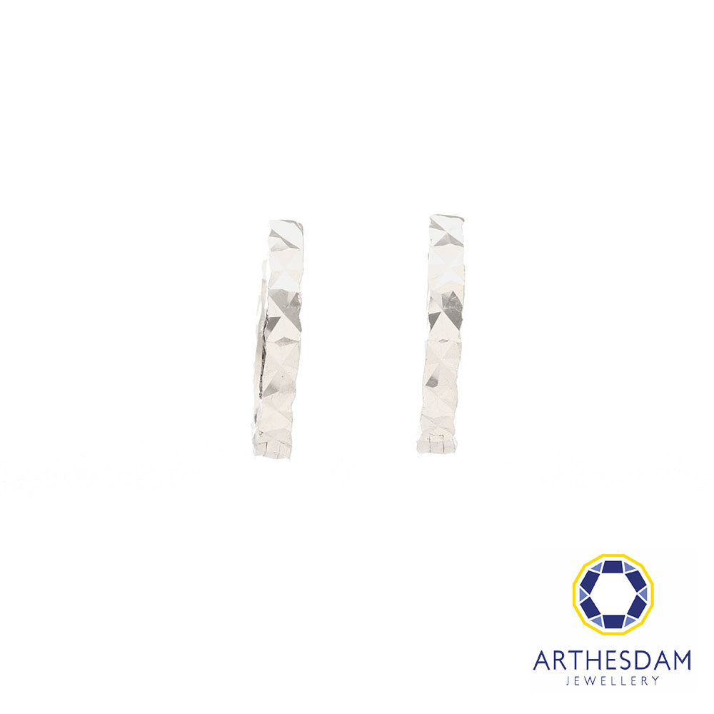 Arthesdam Jewellery 14K White Gold Sparkles Petite Hoop Earrings