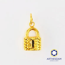 Load image into Gallery viewer, Arthesdam Jewellery 916 Gold Sparkly Lock Pendant
