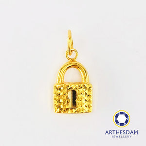 Arthesdam Jewellery 916 Gold Sparkly Lock Pendant
