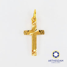 Load image into Gallery viewer, Arthesdam Jewellery 916 Gold Faceted with Line Cross Pendant
