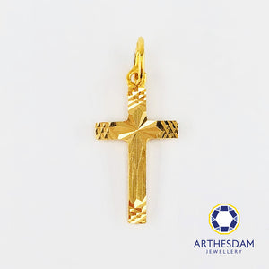 Arthesdam Jewellery 916 Gold Faceted with Line Cross Pendant
