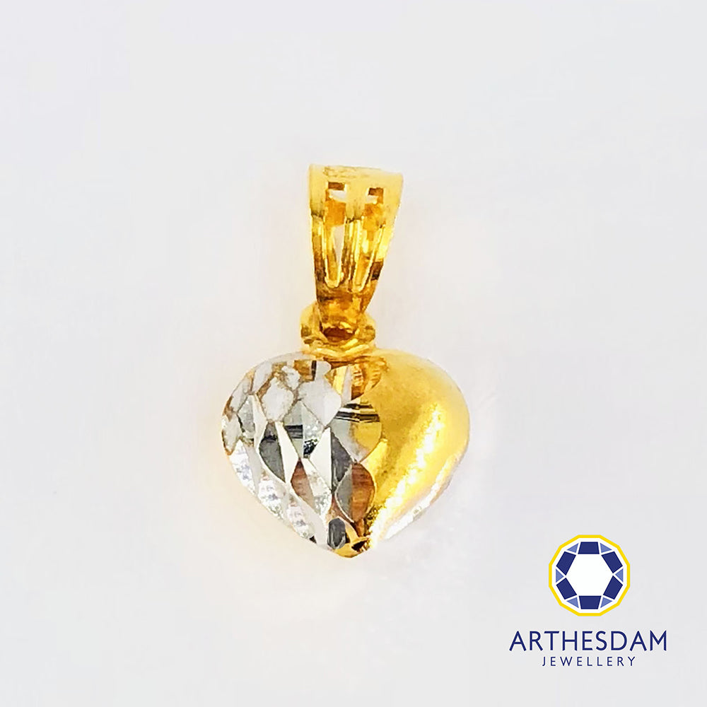 Arthesdam Jewellery 916 Gold Two-toned Textured heart Pendant