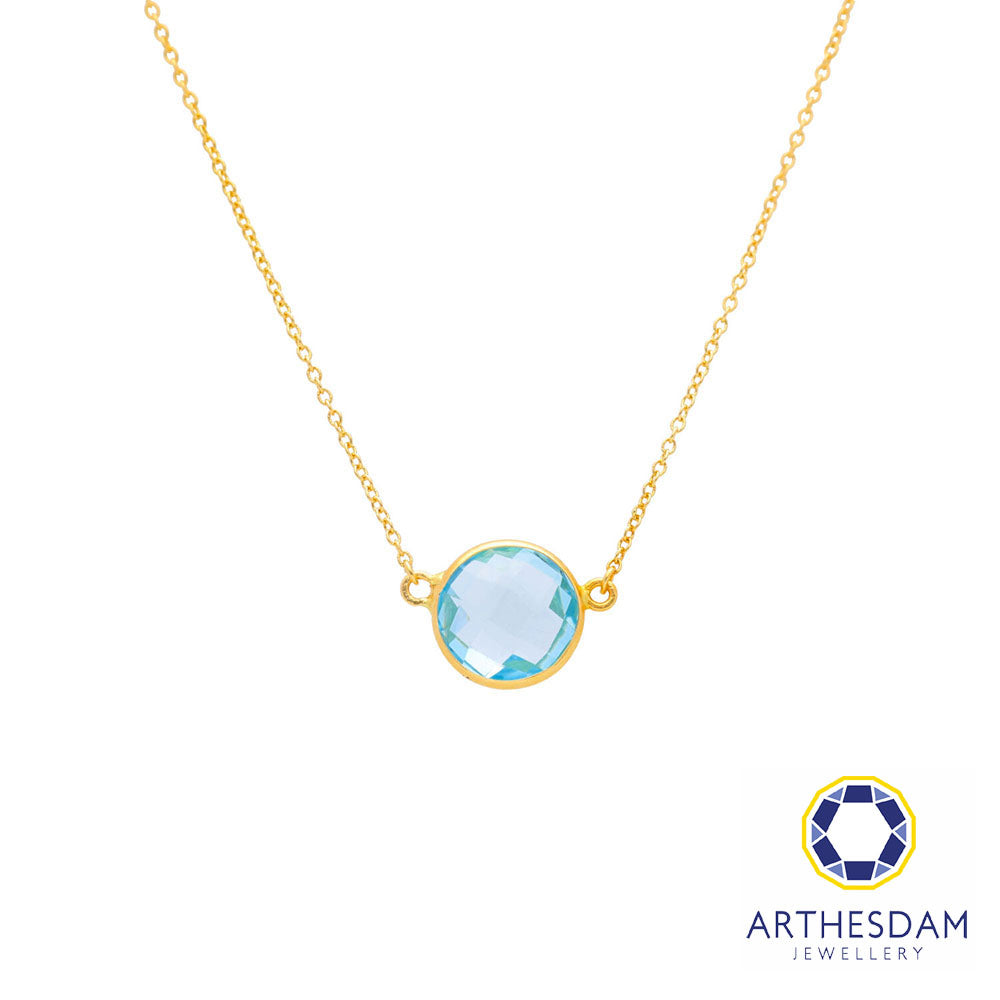 Arthesdam Jewellery 18K Yellow Gold Talia Necklace (Blue Topaz)