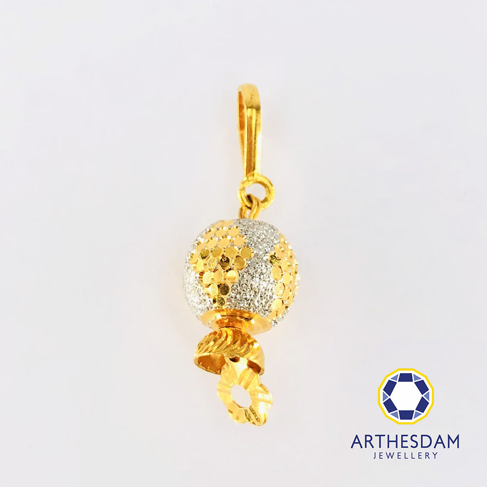 Arthesdam Jewellery 916 Gold Sparkle Ball with Flower Pendant