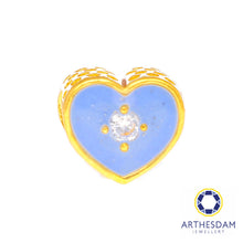 Load image into Gallery viewer, Arthesdam Jewellery 916 Gold Blue Heart with Stone Charm
