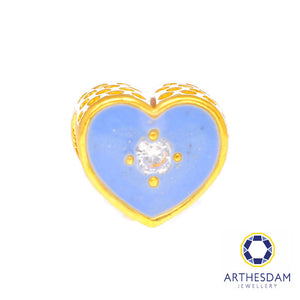 Arthesdam Jewellery 916 Gold Blue Heart with Stone Charm