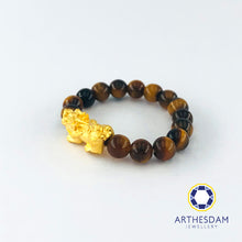 Load image into Gallery viewer, Arthesdam Jewellery 999 Gold Prosperity Pixiu Tiger Eye Ring
