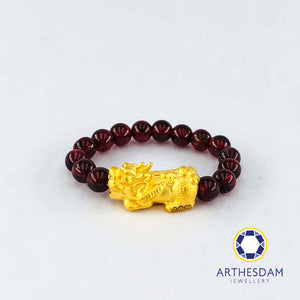 Arthesdam Jewellery 999 Gold Prosperity Pixiu Garnet Ring
