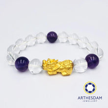 Load image into Gallery viewer, Arthesdam Jewellery 999 Gold Prosperity Pixiu Clear Quartz Bracelet
