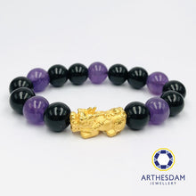 Load image into Gallery viewer, Arthesdam Jewellery 999 Gold Prosperity Pixiu Amethyst Bracelet
