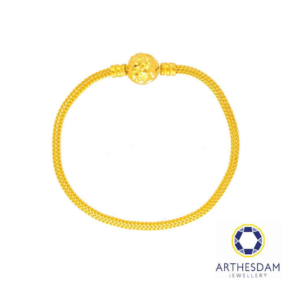 Arthesdam Jewellery 916 Gold Faceted Ball Lock Charm Bracelet