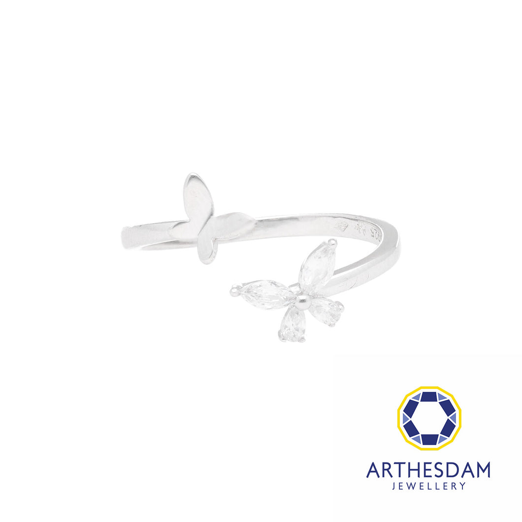 Arthesdam Jewellery 925 Silver Double Butterfly Adjustable Ring