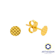 Load image into Gallery viewer, Arthesdam Jewellery 916 Gold Simple Waffle Circle Earrings
