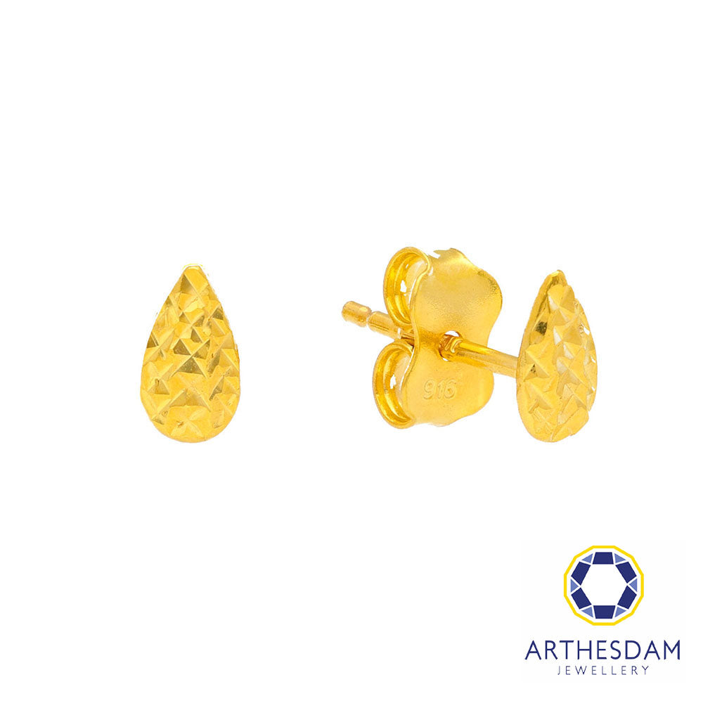 Arthesdam Jewellery 916 Gold Shiny Raindrop Earrings