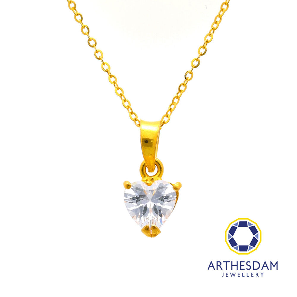 Arthesdam Jewellery 916 Gold Glittering Stone Heart Pendant