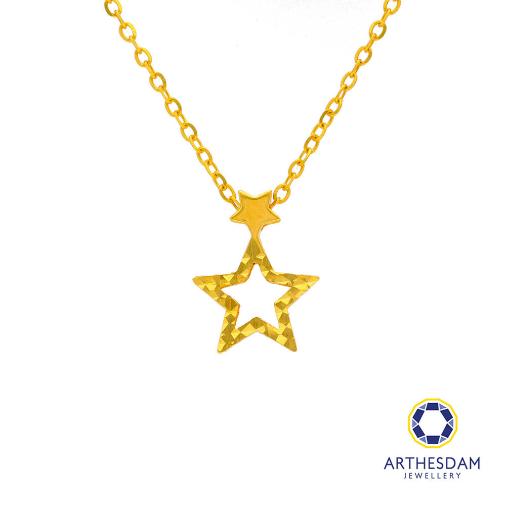 Arthesdam Jewellery 916 Gold Double Star Necklace