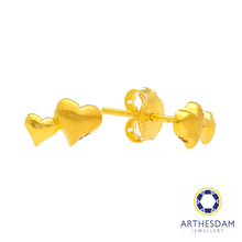 Load image into Gallery viewer, Arthesdam Jewellery 916 Gold Sweet Double Heart Earrings
