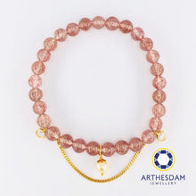 Load image into Gallery viewer, Arthesdam Jewellery 916 Gold Dangling Stones Strawberry Quartz Bracelet
