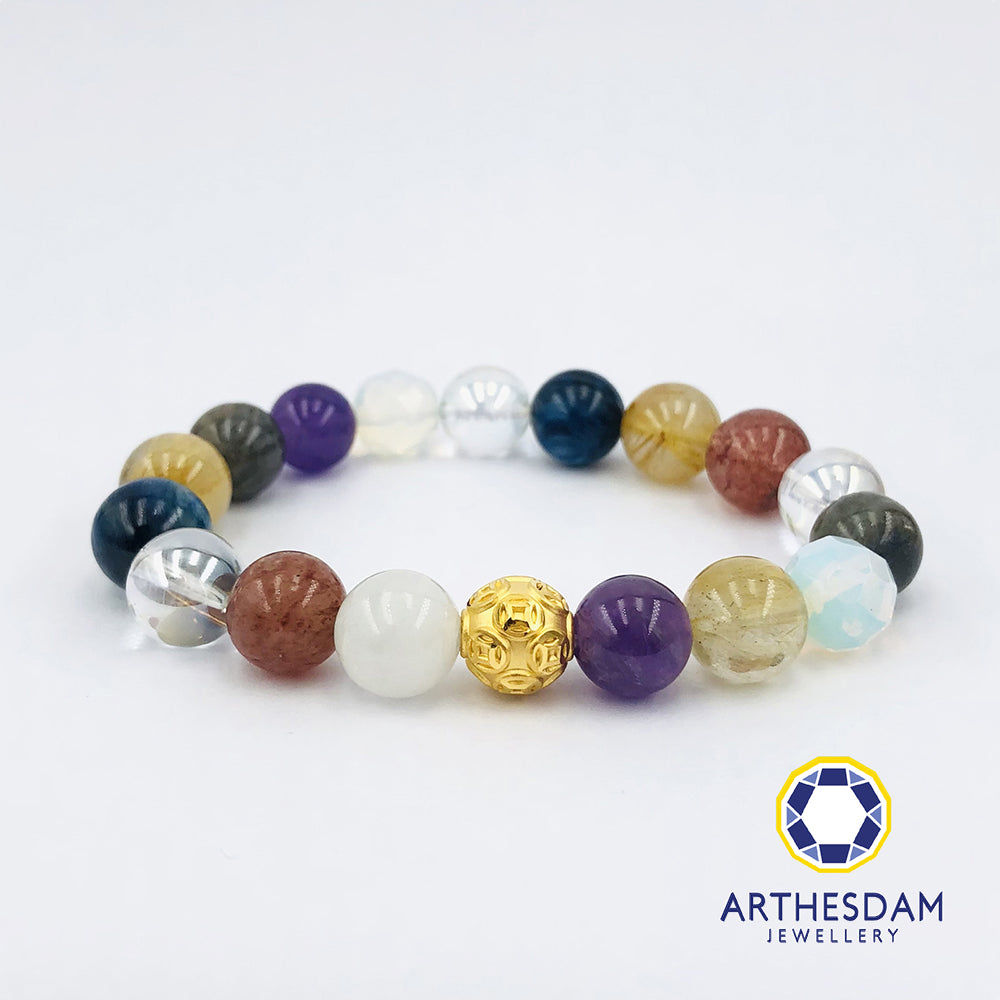 Arthesdam Jewellery 999 Gold Wealthy Ball Rainbow Beaded Bracelet