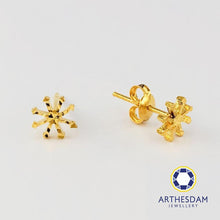 Load image into Gallery viewer, Arthesdam Jewellery 916 Gold Sparkly Snowflake Earrings
