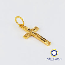 Load image into Gallery viewer, Arthesdam Jewellery 916 Gold Faceted with Line Cross Pendant
