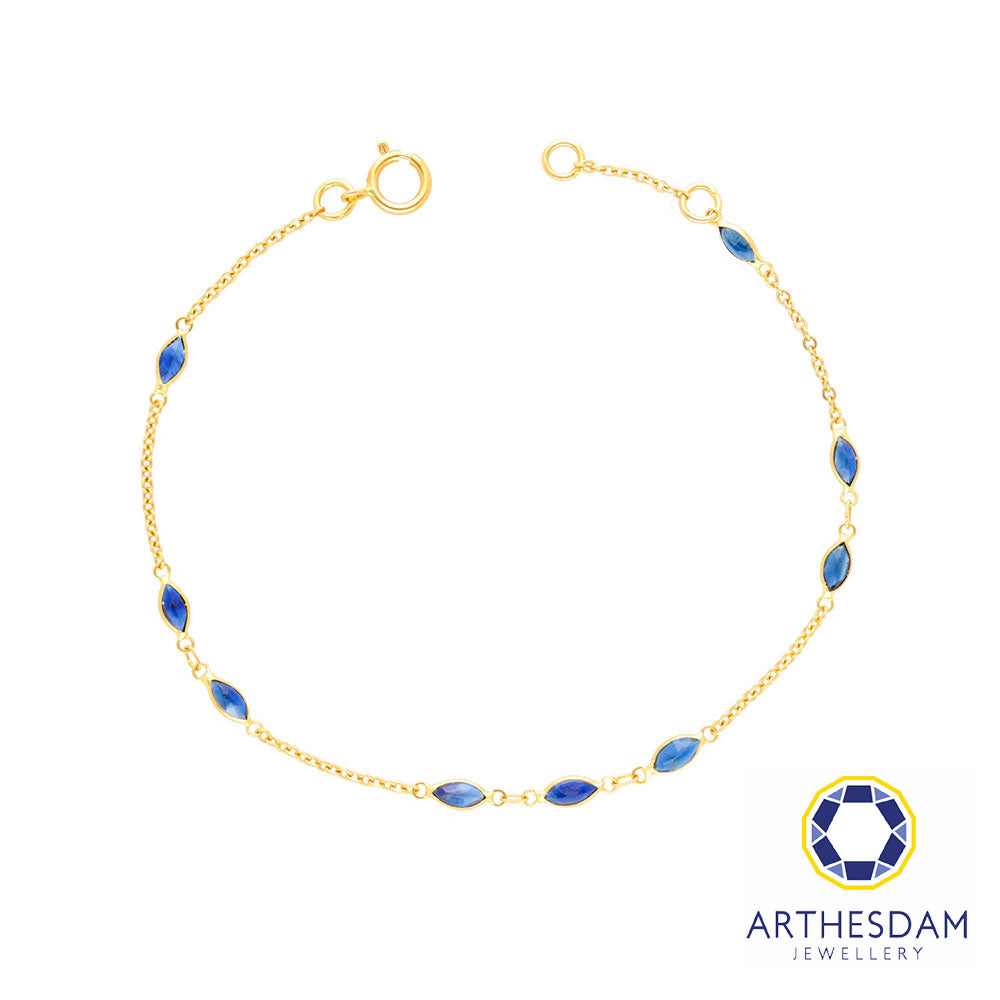 Arthesdam Jewellery 18K Yellow Gold Jasmine Bracelet (Blue Sapphire)