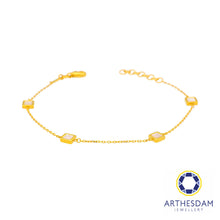 Load image into Gallery viewer, Arthesdam Jewellery 916 Gold Dainty Mother-of-Pearl Squares Bracelet
