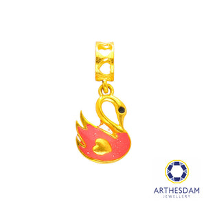 Arthesdam Jewellery 916 Gold Adorable Pink Swan Charm