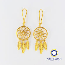 Load image into Gallery viewer, Arthesdam Jewellery 916 Gold Intricate Dreamcatcher Earrings
