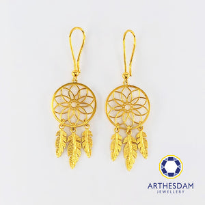 Arthesdam Jewellery 916 Gold Intricate Dreamcatcher Earrings