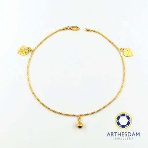 Arthesdam Jewellery 916 Gold Sparkling Box Anklet with Charms